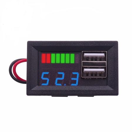 Battery Voltmeter with 2 USB Charging Ports