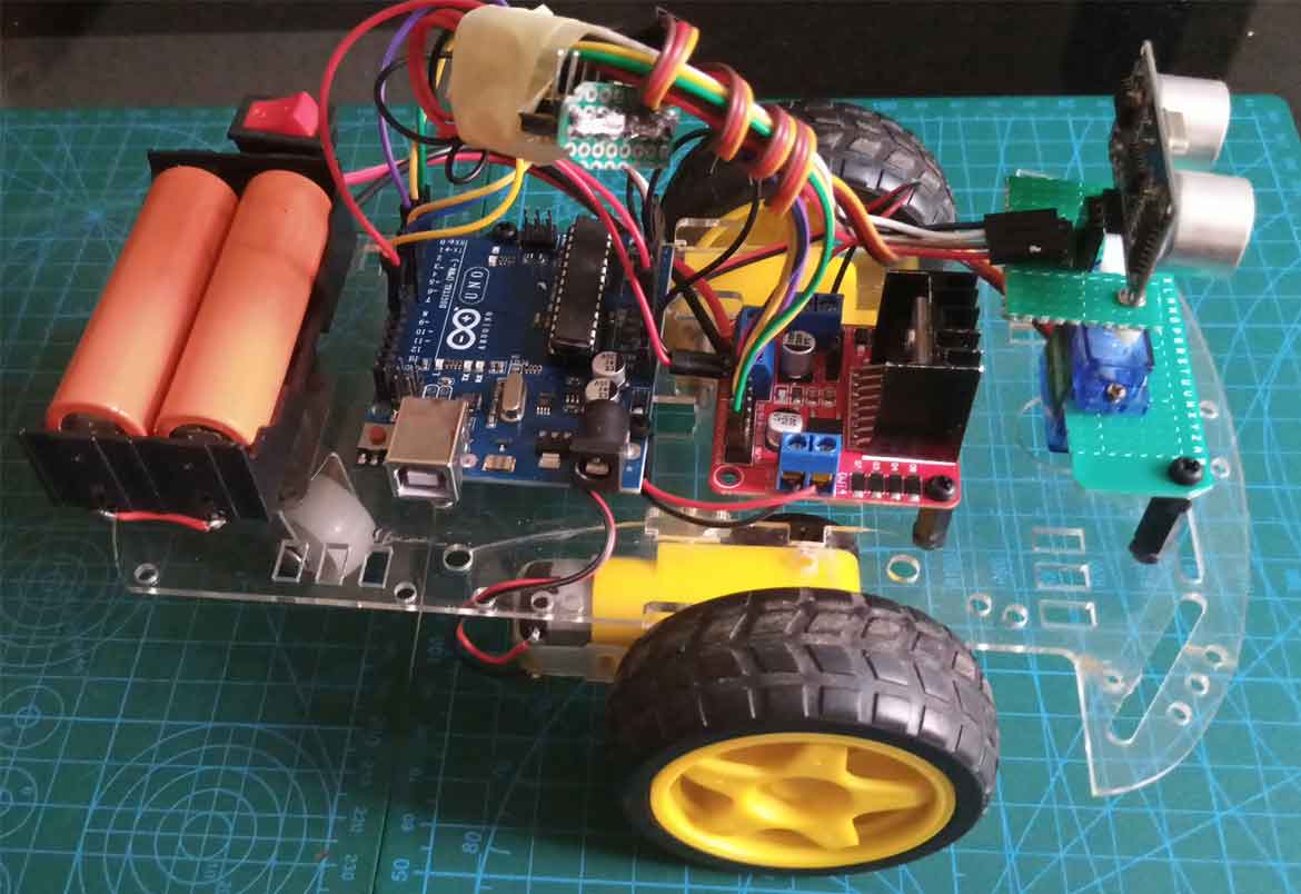 2WD Autonomous Obstacle avoiding Robot Car using Arduino and Ultrasonic Sensor