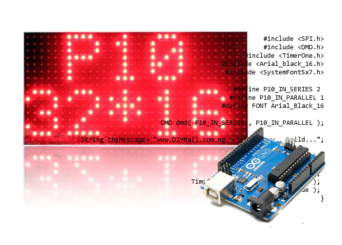 Electronics Message Display using Arduino Uno and P10 DMD Module