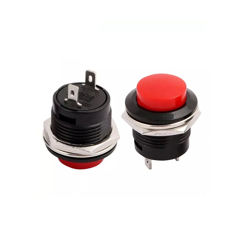 16mm 2-Pin Round Momentary Push Switch – Red