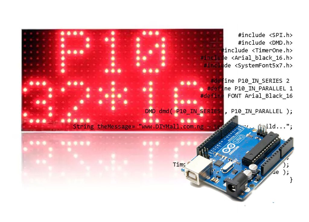 Electronics Message Display Using Arduino Uno And P10 Dmd Module Diy Circuit Mall 1534