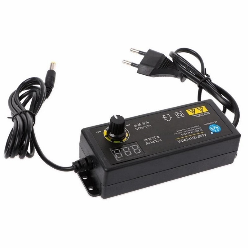 60W AC-DC 3-24V Adjustable Power Adapter w/ Voltmeter